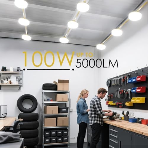 LED Construction String Lights 100FT, 3 Prong, 10000 LM, 5000K LED String Work Lights, 100W Temporary Lighting for Job Site Outdoor Indoor, IP65 Waterproof Temporary Construction Lights, ETL Listed - Image 2