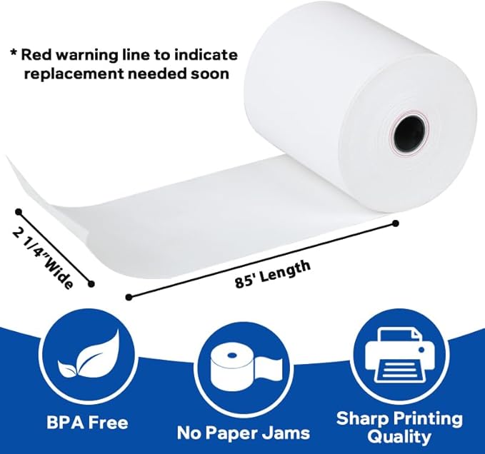 2 1/4" x 85' BPA-Free Thermal Receipt Paper Rolls 50 Rolls - Image 3