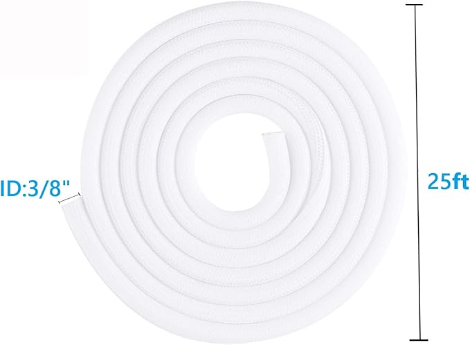 25ft – 3/8 inch White Split Wire Loom Tubing Cord Protector Cable Sleeve – Pet - Image 7
