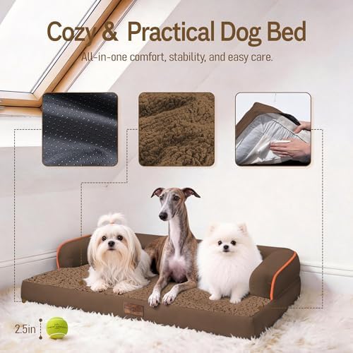 Comfort Expression Washable Dog Bed with Bolster for Medium to Large Dogs - Image 4