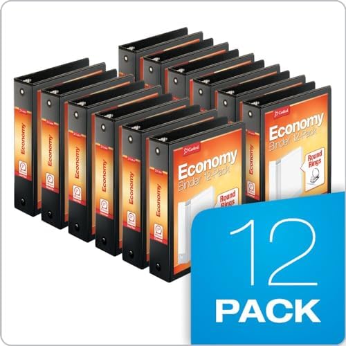 Cardinal Economy 3-Ring Binders, 2", Round Rings, Holds 475 Sheets, ClearVue Presentation View, Non-Stick, Black, Carton of 12 (90640) - Image 6