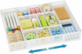 Marbrasse Expandable Desk Drawer Organizer, Mesh Drawer Organizer Tray with 10 Adjustable Compartments, Desk Organizers and Accessories, 5 Dividers Drawer for Office Supplies, Makeup & Vanity (White) by Marbrasse