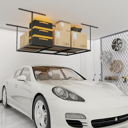 4x6ft Overhead Ceiling Garage Storage Rack, 450LBS Capacity, Black by eShelf