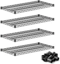 600 lb Capacity 18" x 36" NSF Wire Shelves 4-Pack Black, High Load Metal Storage Rack Add-On Kit by Zedfire