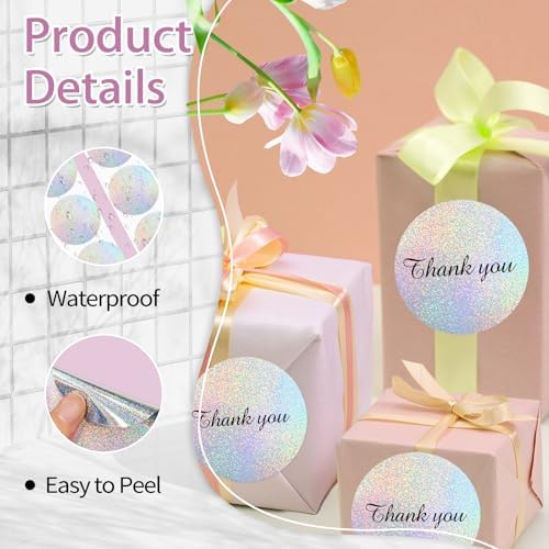 3 Inch Holographic Thermal Labels,Round Thermal Printer Labels,Waterproof Thermal Printer Stickers for DIY Logo Design,Name Tag,QR Code,Thanks Card 150 Labels/Roll (Small dots) - Image 3