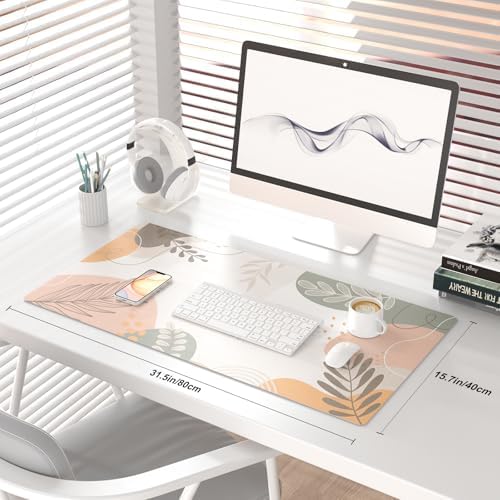 QIYI PU Leather Large Mouse Pad, Waterproof Desk Mat, 31.5" x 15.7", Boho - Image 2