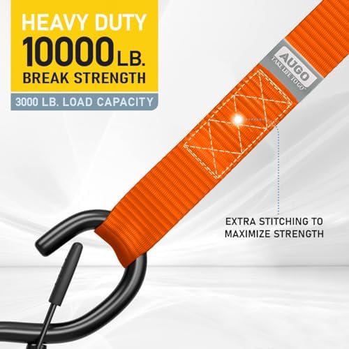 AUGO Heavy Duty Soft Loops –Pack of 6-1.5” x 17” Tie Down Anchor Straps for Use w/Ratchet Strap Hooks – 3000Lb Load Capacity & 10,000Lb Break Strength – Great for Motorcycle, Bike, Roof Rack, Etc. - Image 3