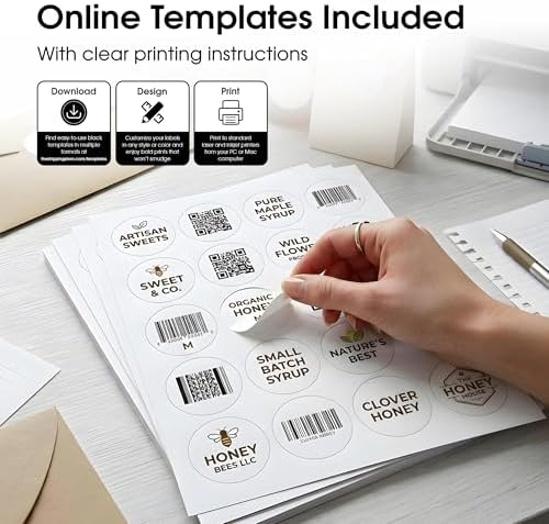 2" Circle Labels for Laser & Inkjet, Spartan Industrial Template C004 - Image 3