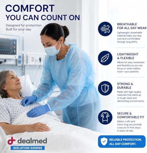 Dealmed Blue Isolation Gowns - Disposable, Latex-Free PPE, Pack of 10 - Image 5