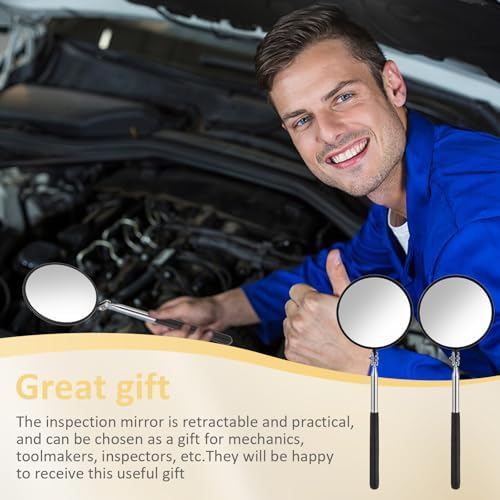 Telescoping Inspection Mirror, 360 Rotation Flexible Inspection Mirror Circular Inspection Mirror with Retractable Handle Round Inspection Mirrors for Checking Vehicle Condition(Dia-4 Inch) - Image 4