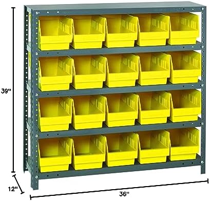 Quantum Storage Systems 1239-202YL Store More Steel Shelving Unit with 6" Shelf Bins, 12" D x 36" W x 39" H, Yellow - Image 2