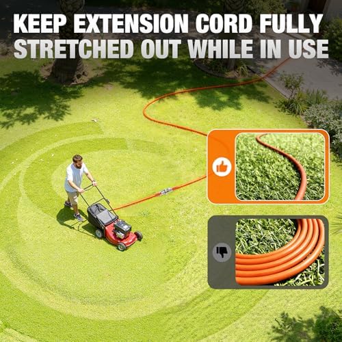 12/3 Gauge Outdoor Extension Cord 15 FT Heavy Duty Waterproof Orange（2pack） - Image 4