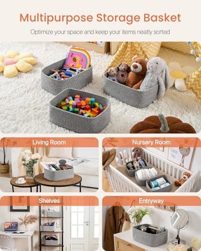 KALLAX Small Woven Storage Basket for Organizing, 13.5x9.5x5 inches, 3 Pack - Image 3