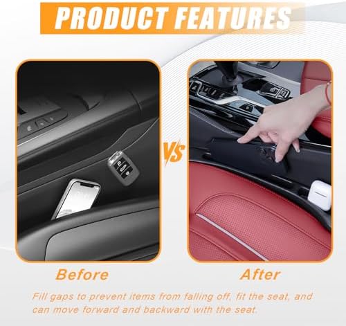 Car Seat Gap Filler Organizer, Anti-Drop Seat Gap Filler 2 Pack Black - Image 3
