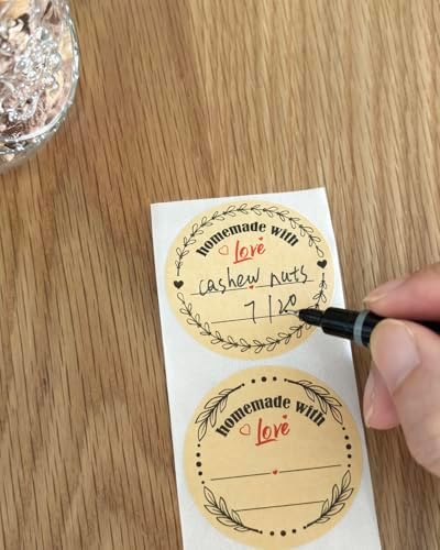 2" Homemade with Love Stickers, 4 Different Wreath Designs, Kraft Jar Canning Label Stickers for Baked Packaging, Cookie Bags, Fudge Containers, Store Owners, Crafts, Organizing, Price Tags - Image 3