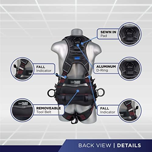 Palmer Safety Hammerhead 5pt Safety Harness Back Padded, QCB Chest, Tongue Buckel Legs Straps, Back & Side D-Rings - Image 3