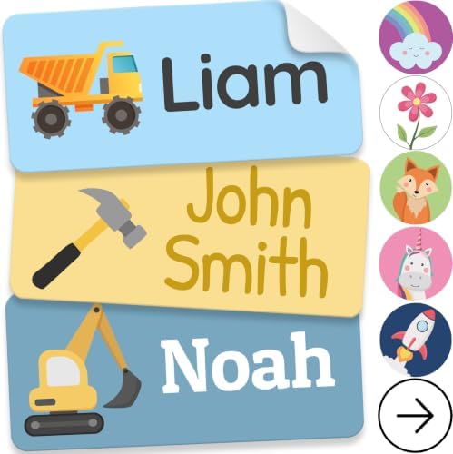Personalized Name Labels for Kids (210 Labels) - Durable & Waterproof Custom Name Stickers for Clothing Tags, School Supplies, Camp & Daycare - Heavy Duty (1.2”x0.5”) by melukids
