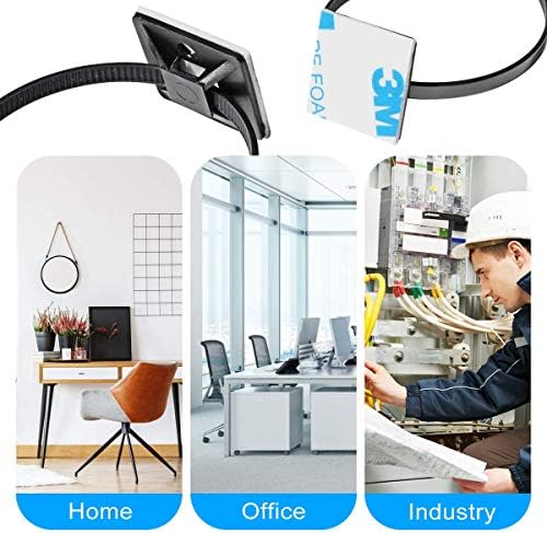 3/4" Strong Back-Glue Self Adhesive White Cable Zip Tie Mounts 100pcs with 8" Ties, Screws, Outdoor Sticky Wire Fasteners Cable Clips Management Anchors Organizer Holders Squares - Image 6