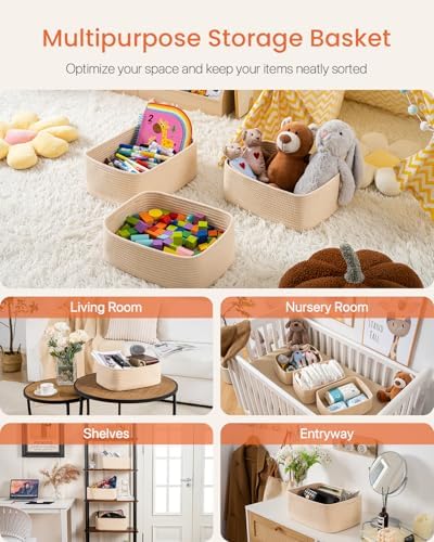 KALLAX Small Woven Storage Basket for Organizing, 13.5x9.5x5 inches, 3 Pack - Image 3