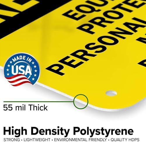 Caution Personal Protective Equipment Required Beyond This Point Bilingual Osha Sign, 10x7 Inches, 55 mil thick HDPS (high density polystyrene), Made in USA by My Sign Center - Image 3