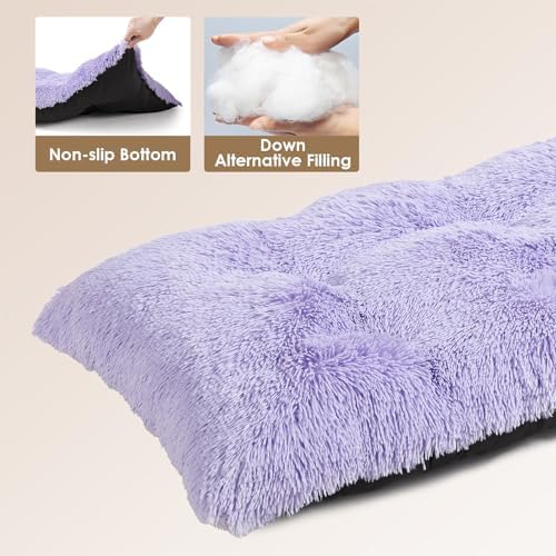EHEYCIGA Fluffy Dog Crate Bed, Plush XX Large Dog Pillow, Purple - Image 5