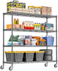 48" W Storage Shelves 1500LBS Metal Shelving Unit with Wheels, Adjustable Garage Shelving Heavy Duty Wire Rack with Liners for Pantry Warehouse Commercial Office, 48" W x 18" D x 76.77" H by RackBro