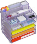 Docnest 5 Tier Mesh Desk Organizer with Letter Tray & Paper Sorter, Purple by DocNest