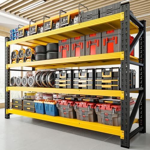 RAVIGIN 5000LBS Storage Shelves,71" W Garage Shelving Heavy Duty Metal Adjustable Garage Shelves, Shelving Units Industrial Shelving for Warehouse,71" W x 24" D x 69" H,Black Yellow by RAVIGIN