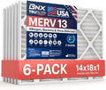 BNX TruFilter 14x18x1 Air Filter MERV 13 (6-Pack) - MADE IN USA - Electrostatic Pleated Air Conditioner HVAC AC Furnace Filters for Allergies, Pollen, Mold, Bacteria, Smoke, Allergen, MPR 1900 FPR 10 by BNX