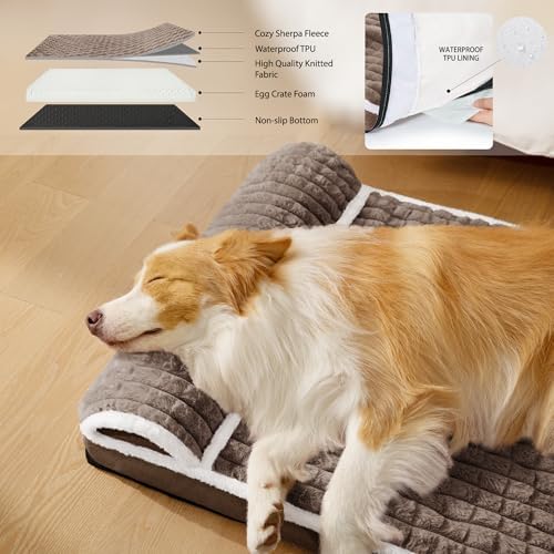 Orthopedic Large Dog Bed Pillow Pet Sofa Bed 56''X40'' Taupe - Image 3
