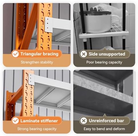 Heavy Duty Warehouse Shelving 4-Tier Industrial Steel Storage Shelves, 2600LB Capacity Per Shelf, Adjustable Shelves for Garage/Factory/Commercial Use (Orange and White, W48*D20*H79) - Image 3