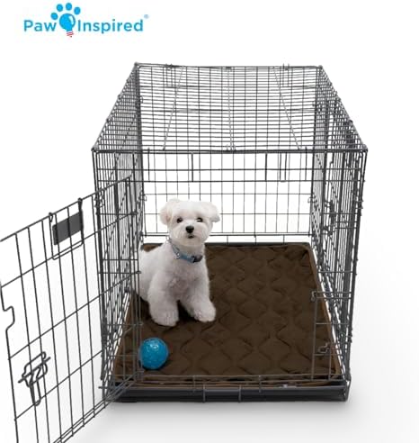 Paw Inspired Washable Padded Crate Mats for Dogs, Beige, 35x22 Inch - Image 6