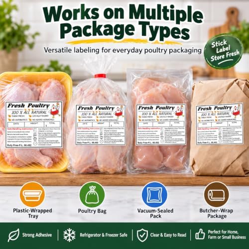 120 Poultry Freezer Labels with Safe Handling Instructions, 4 x 2.5 Inch - Image 6