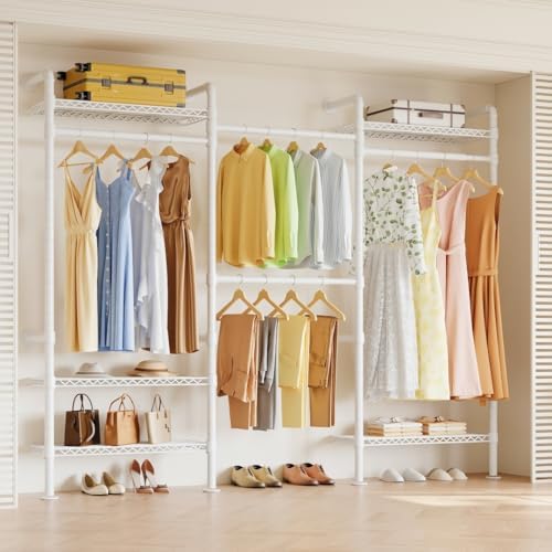 Higeego W3 Wall Mounted Clothes Rack, Industrial Pipe Clothing Rack, White by Higeego