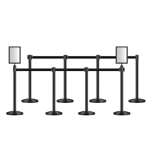VEVOR Stanchion Post, Carbon Steel Black Stanchions Queue - Image 9