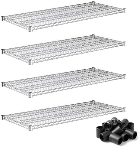 21" x 48" Commercial Wire Shelves 4 Pack NSF for Warehouse Storage, Inventory, and Backroom Use by Zedfire
