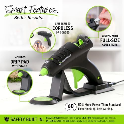 Surebonder Cordless Hot Glue Gun, High Temperature, Full Size, 60W, 50% More Power - Sturdily Bonds Metal, Wood, Ceramics, Leather & Other Strong Materials (Specialty Series CL-800F) - Image 3