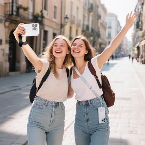 takyu Phone Lanyard, 2 Pack Crossbody Anti-Drop Neck and Wrist Strap with 2 Pcs Tether Patches, Secure Hands-Free Compatible for iPhone Samsung Perfect for Nurses, Teachers, Travel, Hiking Black+Gray - Image 2