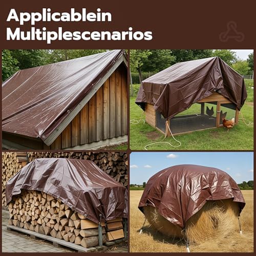 10x10 FT Tarp Waterproof, 16 Mil Tarps Heavy Duty Waterproof Multipurpose Protective Cover UV Resistant Rip & Tear Resistant with Grommets Reversible for Home Boats Cars Camping - Image 5
