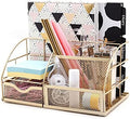 Exerz Desk Organizer Metal Mesh 7 Compartments Office Tidy Caddy Gold by Exerz