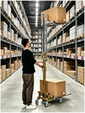 Portable Material Lift, Manual Winch Stacker with Forks for Warehouse by Unknown