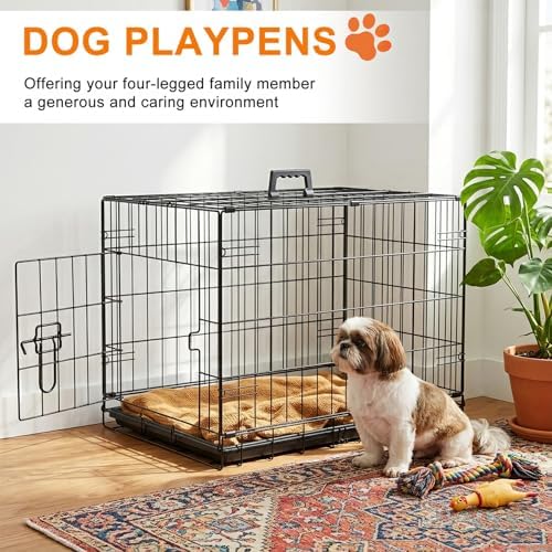FDW | 24" Foldable Metal Dog Crate | Black | Cage for Small Dogs - Image 2