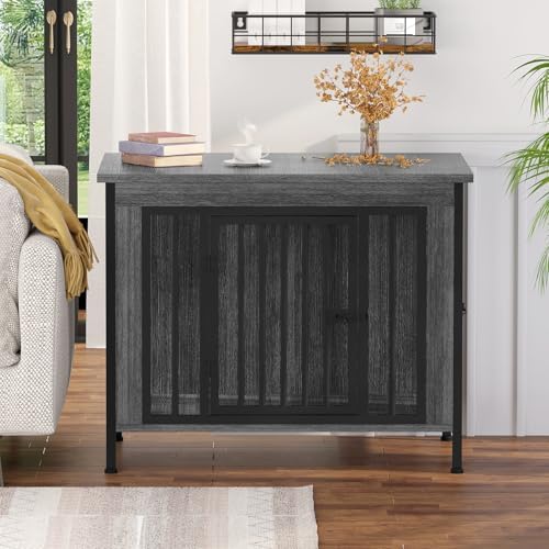 EasyCom 31.5" Dog Crate Furniture for 1 or 2 Dogs, 20-35 Pounds, Dark Grey - Image 4