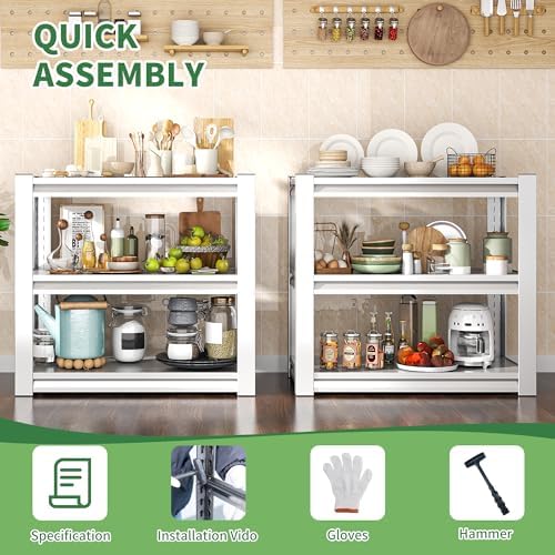Garage Adjustable Storage Shelves, 3 Tier, Heavy Duty, 31" H*34.5" W*19.5" D, White - Image 5