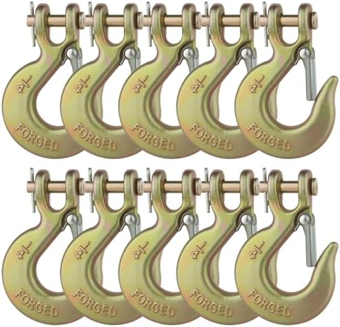 3/8" Safety Chain Hooks 10 Pack Clevis Slip Hook with Latch by WENHUALI