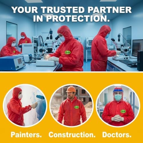 Painting Protective Suit, SMS Full Body Hazmat Suits Coveralls with Hood and Elastic Wrists for Mechanic Work - Image 5