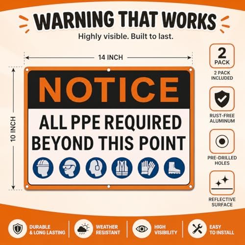 Notice All PPE Required Beyond This Point Sign 10" x 14" Aluminum 2 Pack - Image 2