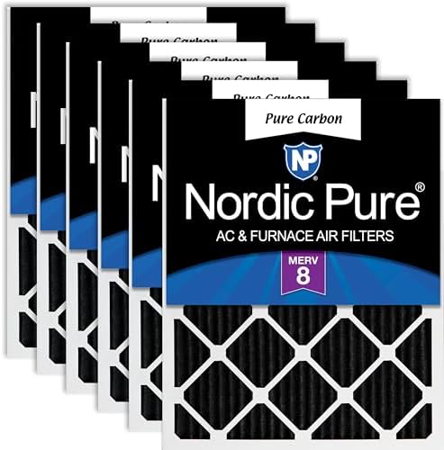 Nordic Pure 18x20x1 Pleated MERV 8 Pure Carbon Air Filters 6 Pack by NordicPure