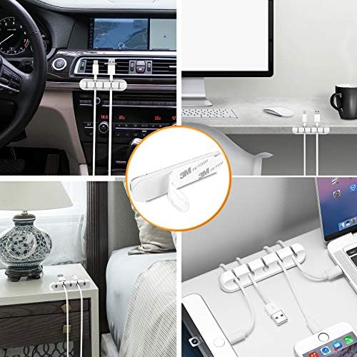 TviewSmart Cord Organizer for Desk, 5 Pack Cord Holders, Cable Clips, White - Image 2