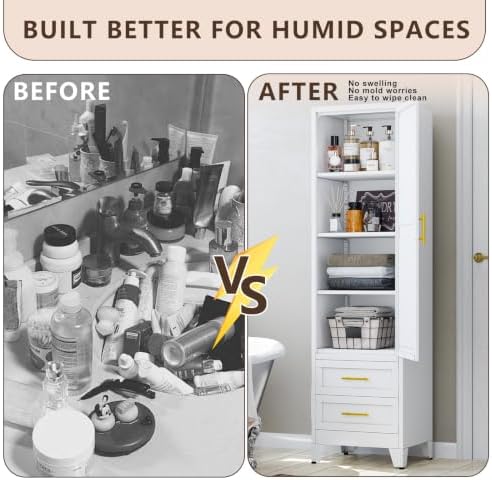 20 inch Wide Storage Cabinet with Doors and Shelves, Tall Narrow Pantry - Image 6